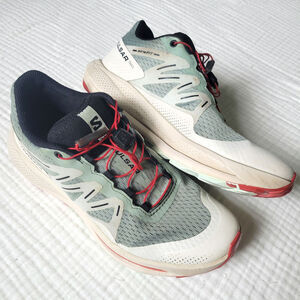 Salomon Womens 7.5 Pulsar Trail Running Shoes Athletic Sneakers Blue Red